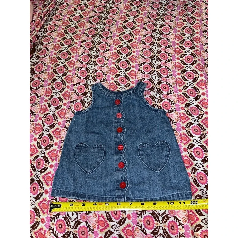 Baby Girl’s Old Navy Denim Sleeveless Dress Red Buttons Size 0-3 Months